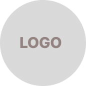 Rundes, graues Logo mit dem Wort "LOGO" in einer neutralen Schriftart.